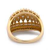 10k Yellow Gold Centre Marquise Shape Five Row 2.5CTW Natural Diamond Womens Ring 4.9gms