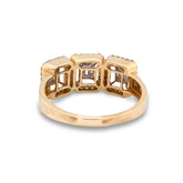 Rectangular 3 Link 1CTW Natural Diamond 10k Yellow Gold Baguette Centre Men Pinky Ring 4.1g