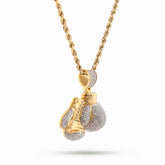 Boxing Glove 0.5CTW Natural Diamond 10k Gold Mens Pendant Charm 4.3gms