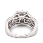 Rectangular Shape Baguette Centre Halo 0.875CTW Natural Diamond Womens Ring 14k White Gold 6.6g