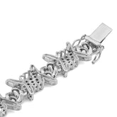 925 Sterling Steel 1.25CTW Natural Diamond Thorns Halo Link Mens 8" Bracelet 24.4gms