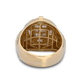 Round Halo Rectangular Centre Baguette 1.5CTW Natural Diamond 14k Gold Mens Pinky Ring 11.8g