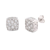 925 Sterling Silver 1 CTW Lab Diamond Square Earrings Mens Women Studs 2.1gms