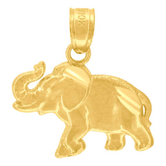 10kt Yellow Gold Mens Elephant Animal Charm Pendant