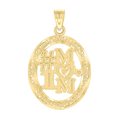 10kt Two-Tone Gold Womens #1 Mom Heart Oval Charm Pendant
