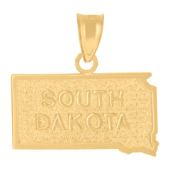 10kt Yellow Gold Textured Unisex South Dakota State Charm Pendant