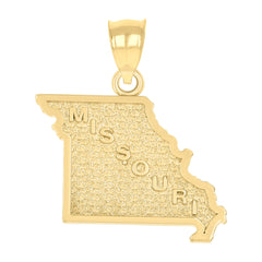 10kt Yellow Gold Textured Unisex Missouri State Charm Pendant