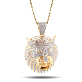 Mens Lion Head w/ Crown 4CTW Natural Diamond 10k Yellow Gold Charm Pendant 40.3gms