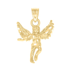 10kt Yellow Gold Diamond-Cut Unisex Angel Religious Charm Pendant