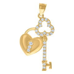 10kt Yellow Gold Womens Cubic Zirconia Cubic-Zirconia Key To My Heart Love Charm Pendant