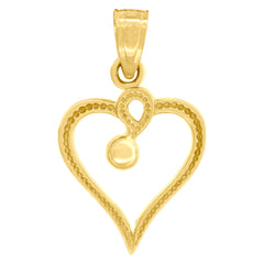 10kt Yellow Gold Textured Womens Heart Charm Pendant