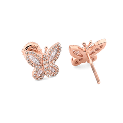 Pure 10k Rose Gold 0.46CTW Natural Diamond Butterfly 2.2g Studs Womens Earring