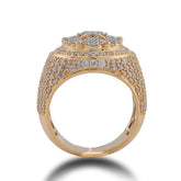 Round Halo 3.31CTW Natural Diamond 10k Gold Flower Cluster Men Pinky Ring 15gms