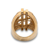 10k Gold Dollar Sign $ Baguette 4CTW Natural Diamond Two Row Pinky Ring 16gm For Mens