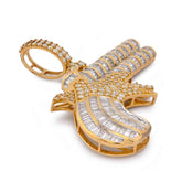 10k Gold Cowboy Gun 4.5CTW Natural Diamond Pendant Baguette Mens Charm 8.8g