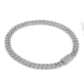 7MM 925 Sterling Silver 8.10CTW Natural Diamond Round Cuban Chain 22" Mens Necklace 43.7gms
