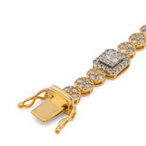 8.5MM 10k Yellow Gold 5.25CTW Baguette Natural Diamond Rectangular Circlular Link 8" Bracelet 14.7gms