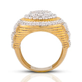 10k Yellow Gold 2CTW Oval Halo Illusion Set Natural Diamond 3 Step Mens Ring 10g