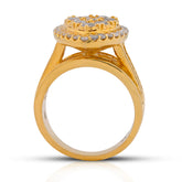 10k Yellow Gold Tear Drop Shape Mosaic Set Halo 1.51CTW Natural Diamond Womens Ring 10g