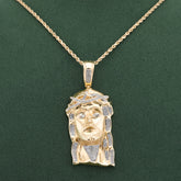 10k Yellow Gold 3CTW Natural Diamond Jesus Head Men Charm 25.1g Religious Pendant