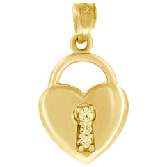 10kt Yellow Gold Womens Cubic Zirconia Cubic-Zirconia Heart Lock Charm Pendant