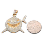 10k Yellow Gold 5CTW Natural Diamond Shark Pendant Mens Charm 13.4gms