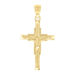 10kt Yellow Gold Textured Unisex Cross Crucifix Religious Charm Pendant