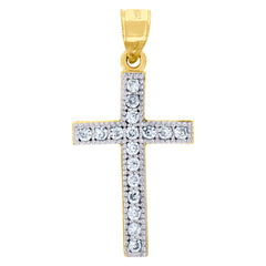 10kt Two-Tone Gold Unisex Cubic-Zirconia Crucifix Jesus Religious Charm Pendant