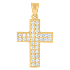 10kt Two-Tone Gold Unisex Cubic-Zirconia Crucifix Jesus Religious Charm Pendant