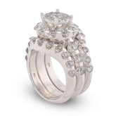 Flower Cluster Round Halo Natural Diamond 7CTW Womens Ring w/ Band 14k White Gold 17.6gms