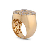 Square Shape Flower Cluster 2.44CTW Natural Diamond 10k Yellow Gold Men Pinky Ring 16.7g