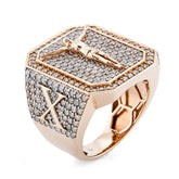 10k Yellow Gold Octagon Shape 3.95CTW Natural Diamond Hanging Jesus Mens Ring 11.9g
