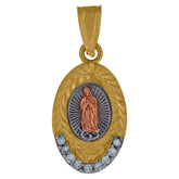 10kt Two-Tone Gold Unisex Textured Cross Religious Charm Pendant