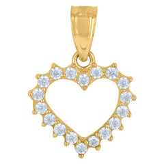 10kt Yellow Gold Womens Cubic Zirconia Cubic-Zirconia Open Heart Charm Pendant