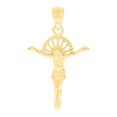 10kt Yellow Gold Unisex Crucifix Religious Charm Pendant