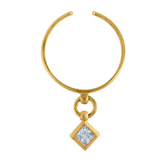 10Kt Yellow Gold Womens Princess Cut Cubic Zirconia Cz Dangling Adjustable Toe Ring .5