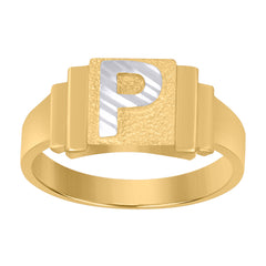 10Kt Two-Tone Gold Unisex Initial Alphabet P Ring