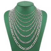10k White Gold Hollow Figaro Chain 2MM to 10.6MM Necklaces All Lengths Available 14" to 30"