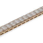 8MM 10k Yellow Gold 5.75CTW Natural Diamond Baguette Centre Row Rectangular Link 8" Tennis Bracelet 24.2g