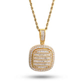 10k Yellow Gold 2CTW Natural Diamond Ice Tray Style Dog Tag Charm Round/Baguette Pendant 10.1g