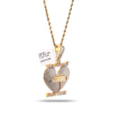 Womens Heart 4CTW Natural Diamond 10k Gold "You Wont Hurt Me" Pendant Baguette Broken Heart Charm 12.2g