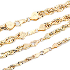 10K Yellow Gold Diamond Cut Rope Chain Necklace 1mm-12mm Mens Womens 16" - 30"