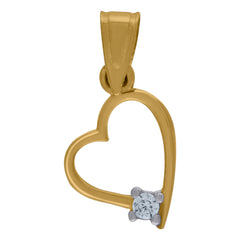 10kt Two-Tone Gold Womens Cubic Zirconia Cubic-Zirconia Love Heart Charm Pendant