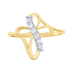 14Kt Two-Tone Gold Womens Cubic Zirconia Infinity Cross Band Ring