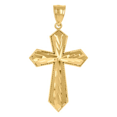 14Kt Yellow Gold Womens Diamond-Cut Cross Religious Pendant Charm