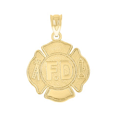 14Kt Yellow Gold Unisex Fd Badge Pendant Charm