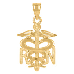 14Kt Yellow Gold Womens Rn Nurse Ht:23Mm Pendant Charm