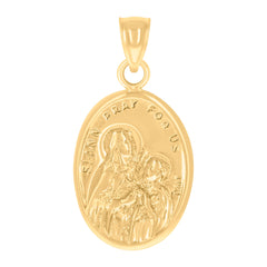 14Kt Yellow Gold Womens Saint Ann Pray For Us Religious Ht:27.2Mm Pendant Charm