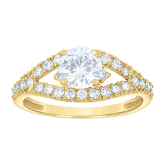 14Kt Two-Tone Gold Womens Cubic Zirconia Engagement Ring