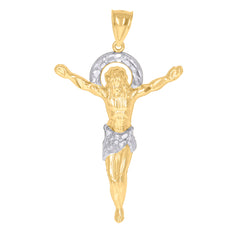 10kt Two-tone Gold Mens St. Jude Guadalupe Last Supper Cross Religious Charm Pendant